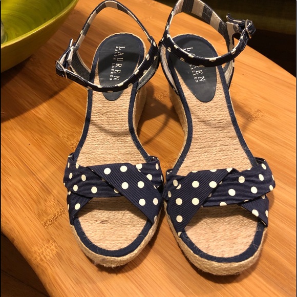 Ralph Lauren Cheryl Dotty Espadrilles  Navy Size 7 - Picture 4 of 7